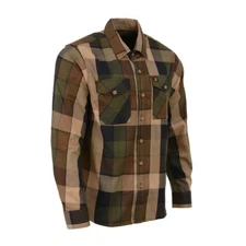 Milwaukee Leather 11667 Men's Brown and Beighe Long Sleeve Cotton Flannel Shirt