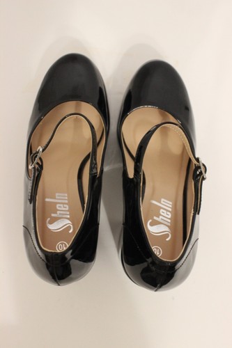 Shein Mary Jane Round Toe Platform Chunky High Heels Adult Women Shoe US 10 Blac
