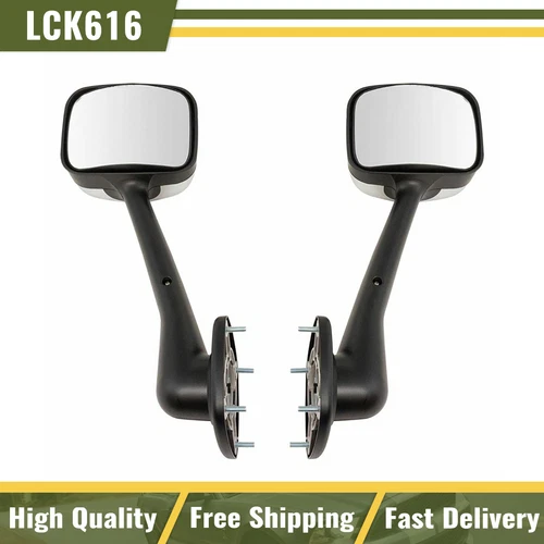 Fits Freightliner Cascadia Dorman Hood Mirror Manual Chrome and Black Pair Set