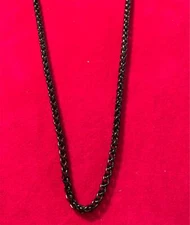 7"-44" Unisex ,3mm   Stainless Steel Black Plated Braided Wheat  Necklace