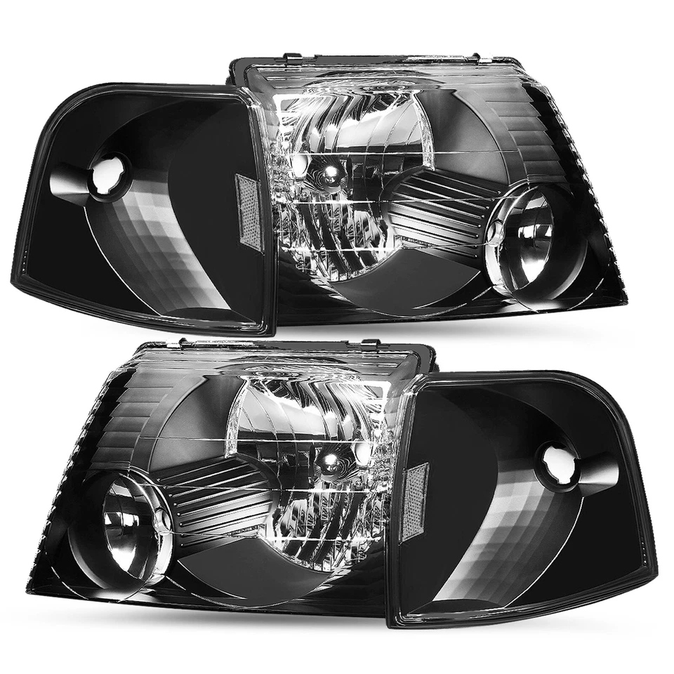 Faros negros + luces de señalización de esquina L + R para Ford Explorer 2002 2003 2004 2005 Foto 2 de 4