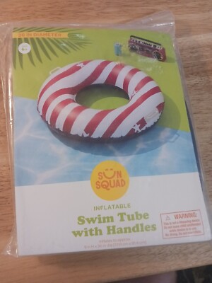 New Sun Squad Inflatable Swim Tube With Handles 36 Inch Diameter Free Ship 