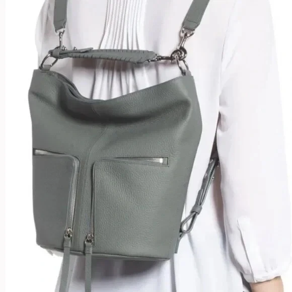 Allsaints Small Fetch Leather Backpack - MINK GRAY | eBay
