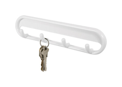 InterDesign 8 in.   L White Plastic Medium Multi-Purpose 4-Hook Rack 1 pk