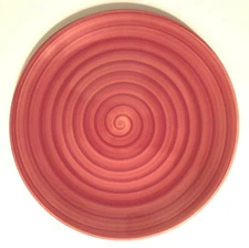 SWIRL Hand Painted Collection Cranberry Red Ceramic Dinner Plate 10.5"