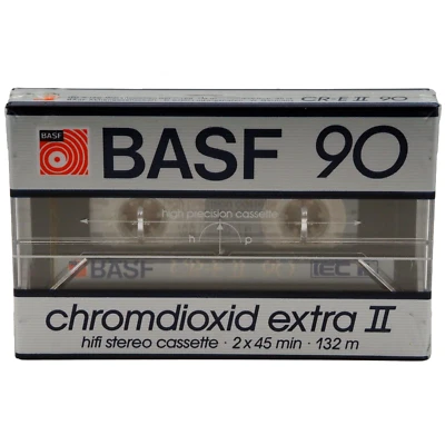 ⭐️⭐️⭐️CINTA CASETE BASF CROMO DIÓXIDO EXTRA II 90 CROMO TIPO 2 EN BLANCO (1985) NUEVO
