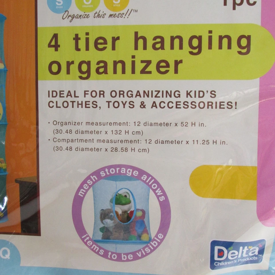 Organizador colgante de habitación para niños de 4 niveles redondo turquesa Delta SOS  Foto 3 de 4