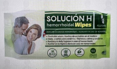 Solucion H Hemorrhoids Wipes - Pack of 50. Auxiliary In Case Of Hemorrhoids.