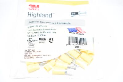 Pack of 25 NEW 3M FDV10-250Q Female Disconnect, Vinyl Insulated, 12 - 10 AWG, .2