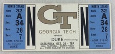 CFB 1988 10/29 Duke at Georgia Tech Football FULL Ticket-Steve Spurrier, Coach