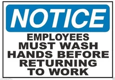 Notice Employees Must Wash Hands Work Safety Business Sign Decal Sticker D339