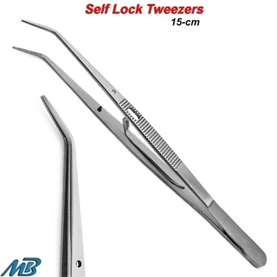 MEDSPO Dental Surgical Locking Tweezers Self Lock Cotton Dressing Forceps Medical Tools