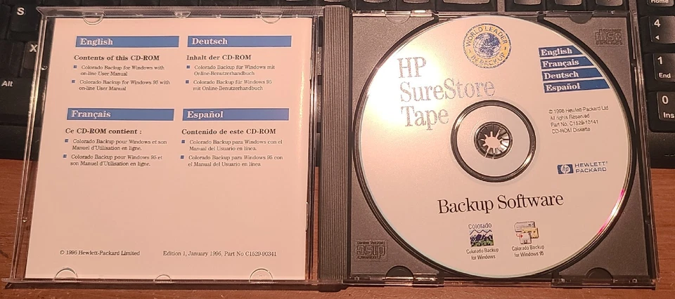 Genuine Vintage Surestore Tape Drive Software Disc W Manual 1996 C1529-10141 - Image 2 of 2