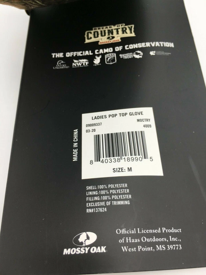 Mossy Oak Heat Retention Non-Slip Palm Pop-Top Magnetic Gloves Womens Medium NEW - Image 4 of 4