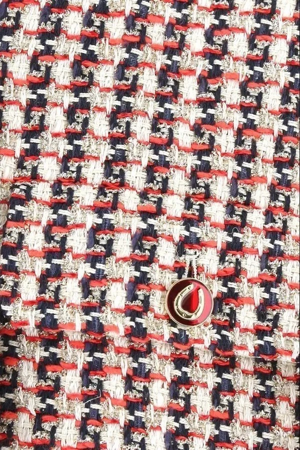 GUCCI 695091 9376 Giacca Blazer Lurex Tweed Corto Boxy Doppio Rosso It38 XS It40 S