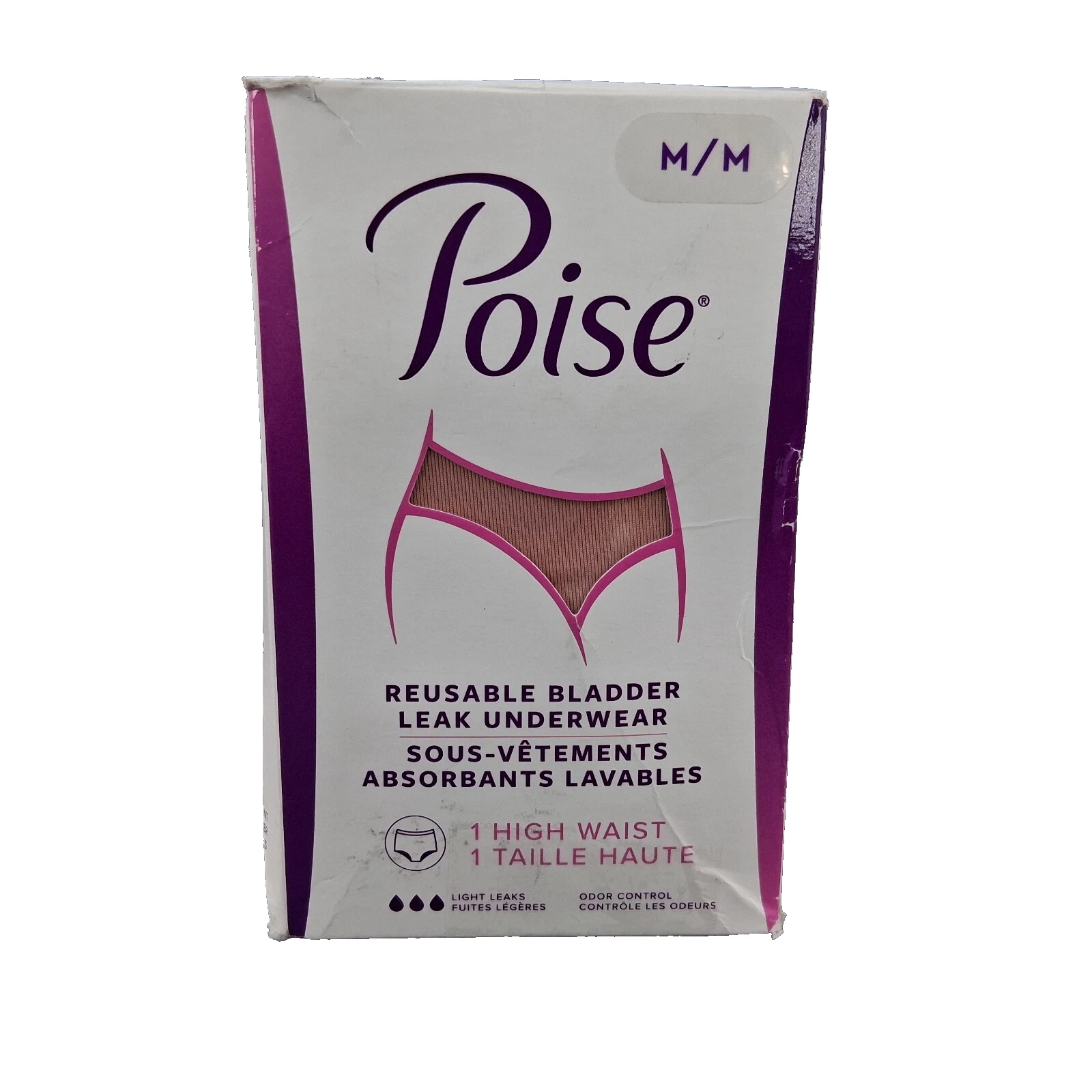 Poise Women's Washable Adult Incontinence Underwear Reusable High Waist Size M