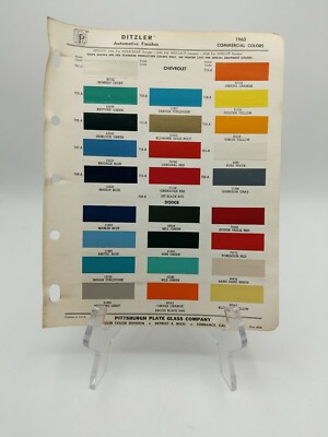 1960 Commercial Colors Ditzler PPG Color Chip Paint Sample Page | eBay