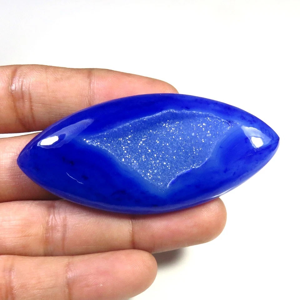 Gemas de ágata marquesa de ónix azul 67x30 mm geoda ventana druzy natural ónix OD-1133 Foto 2 de 4