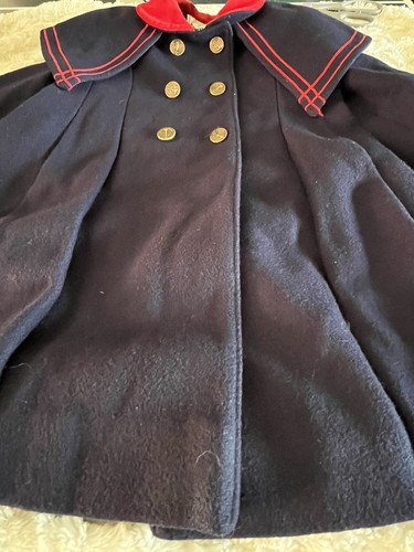 Vintage Girls Rothschild Wool Sailor Coat. Navy with Red Trim and Lining. Size 4 - Picture 5 of 15