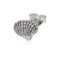 Einzelohrstecker Muschel 925 Silber Oxidiert 7X10Mm Ohrring Maritim Ohrschmuck