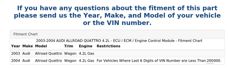 AUDI ALLROAD QUATTRO 2003-2004 4,2 L - ECU/ECM/módulo de control del motor Foto 4 de 4