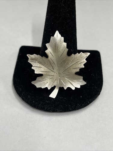 Signed Bond Boyd Maple Leaf Sterling Silver Laser Cut Brooch Vintage