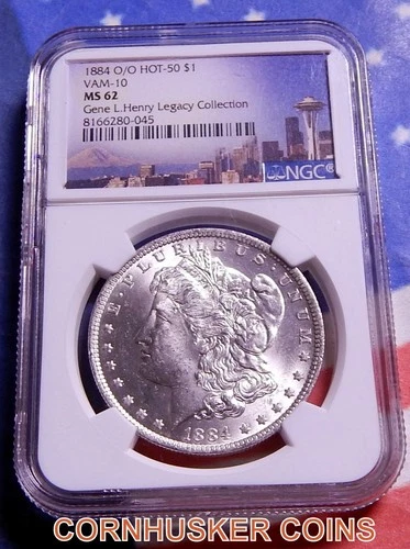 1884 O MORGAN SILVER DOLLAR VAM-10 O/O NGC MS 62 HOT 50 ~ BLAST WHITE