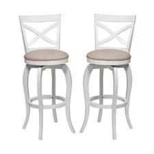 Home Square 25.25" Swivel Counter Stool in White - Set of 2