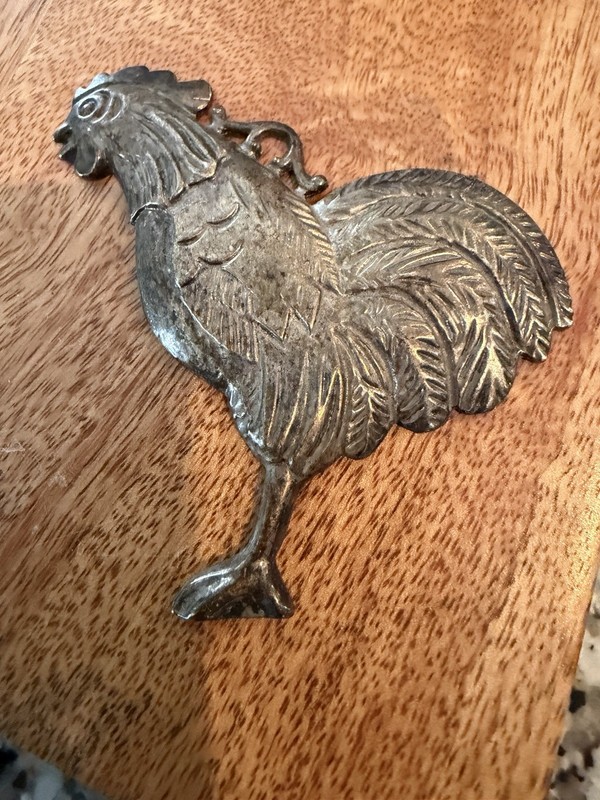 Ex Voto Rooster Vintage Style Italy 9.5x9 Design Brass Handcrafted Chisel