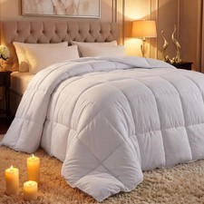 Comforter Duvet Insert, Quilted Comforter with Corner Tabs, Box Stitched Down...