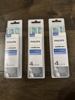 3X Philips Sonicare C1 SimplyClean Replacement Toothbrush Heads 4 Pack HX6014/65