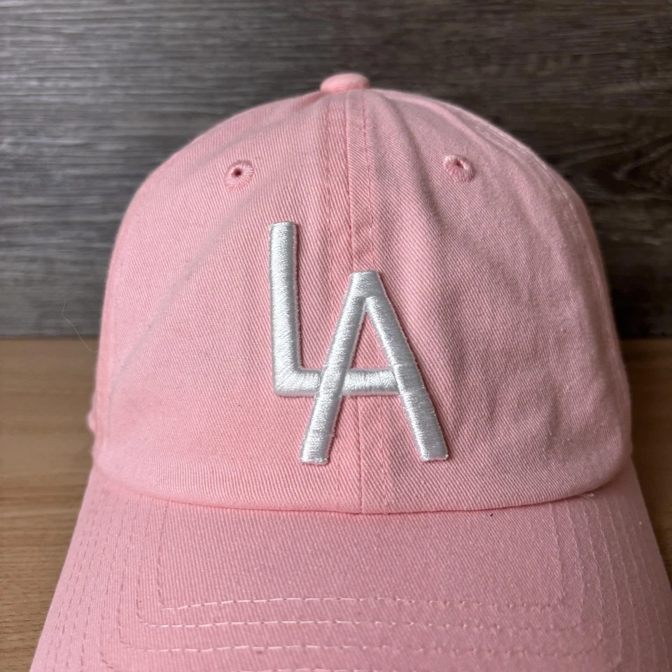 Los Angeles Dodgers Hat Cap Strap Back Pink White MLB Baseball Dad Hat - Image 2 of 4