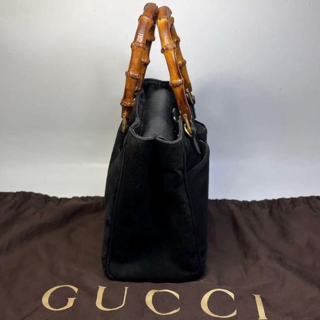 GUCCI Bamboo Handle Suede Leather Shoulder Bag Black Women's Crossbody thumbnail 6