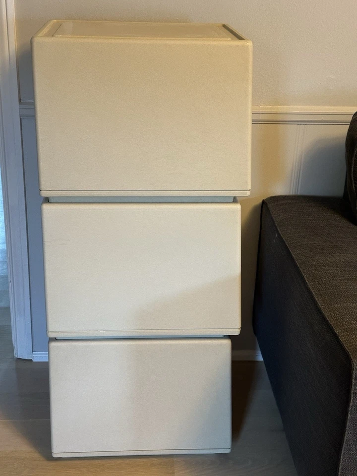 Conjunto raro de 3 armários de arquivos empilháveis modernos do meio do século Tuf-File por STACO - Imagem 4 de 4