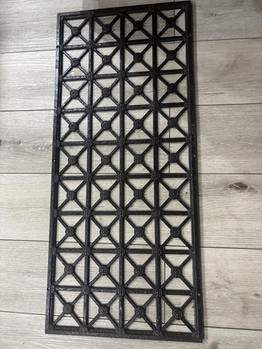 Antique Pair Heavy Cast Iron Grate Vent Cover Lattice Panel Geometric Rosette