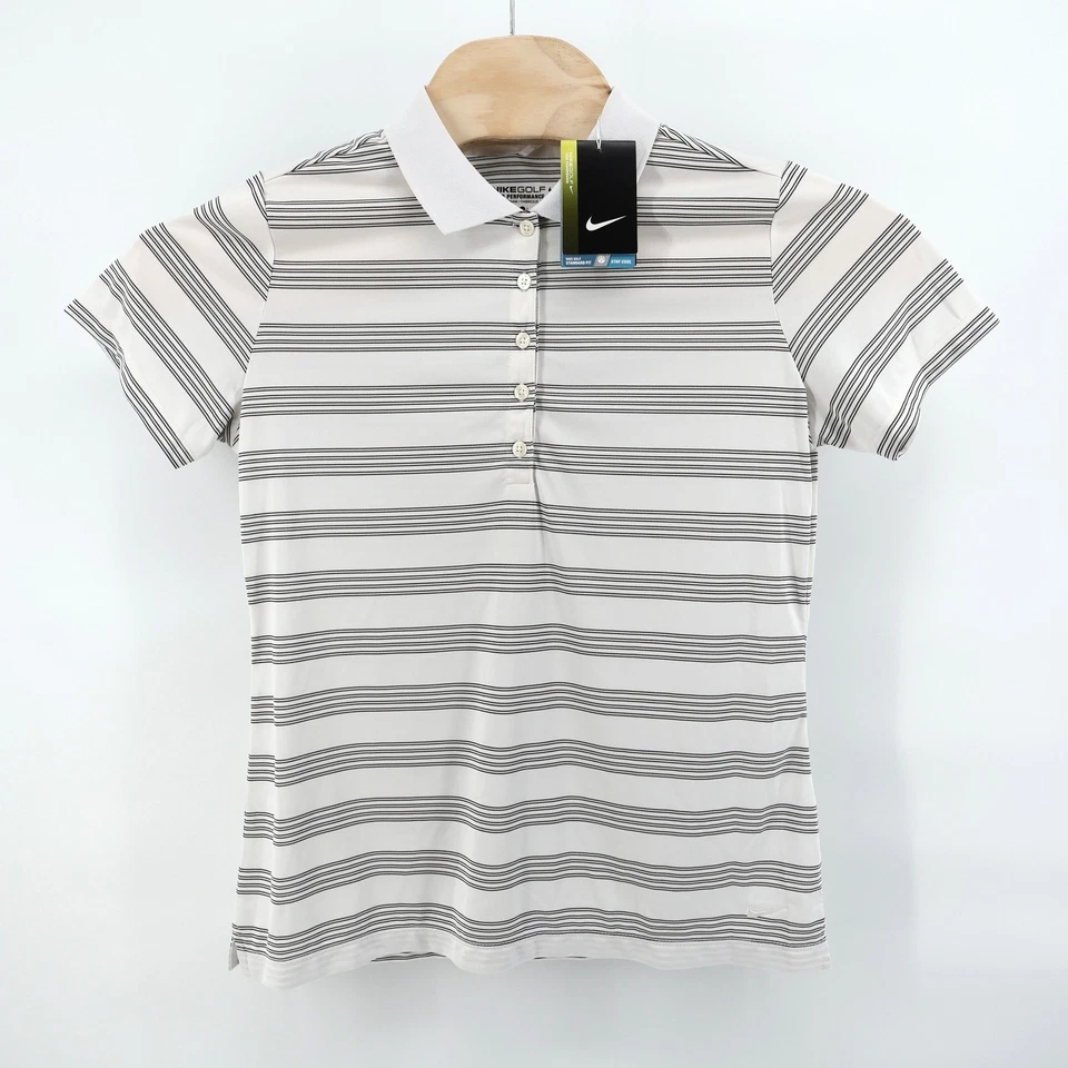 NUEVO Nike Golf Tour Performance Dri-Fit Tech Camisa Polo a Rayas Para Mujer Grande Blanca Foto 2 de 4