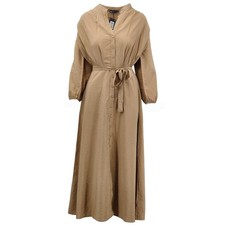 M&S Collection Women's Light Brown Midi Shirt Dress Belted UK Size 12 - Used
