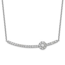 14k White Gold 1/2 carat Lab Grown Diamond Fashion Bar Pendant Necklace 18"