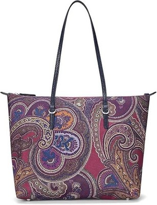 Lauren Ralph Lauren Womens Nylon Medium Keaton Tote Dimora Paisley/Dark Mahogany