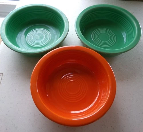 Vintage Early Fiesta Berry Dessert Bowl 5.5"  Fiestaware USA HLC Set Of 3 Red Gr