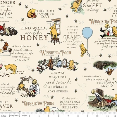 RILEY BLAKE FABRICS Winnie the Pooh C17000 Cream Main by Echo Park for Riley Blake - by half-yard