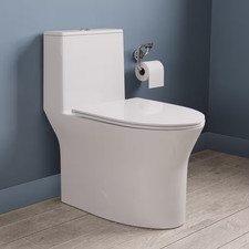 1-Piece 1.1/1.6 GPF 360  Dual Flush Comfortable Height Elongated Toilet in White