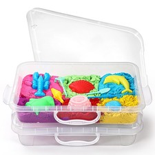 2 Pcs Sand Tray Sensory Bin with Lid and Handle, Portable Sensory Sandbox Con...