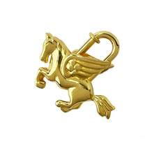 HERMES Pegasus Motif Cadena Lock Bag Charm Gold Auth w/Box 7970