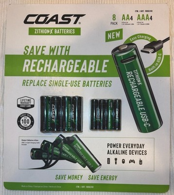 Amazon Essentials COAST ZX AAA Rechargeable Batteries 4pk Aaa