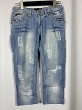 JUST CAVALLI Denim Blue Stretch Embroidered Regular Straight Jeans Size 32