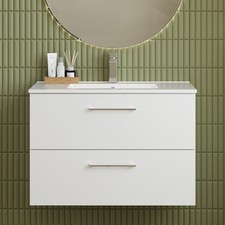 Nuie Arno Wall Hung 2-Drawer Vanity Unit with Basin-2 800mm Wide - Gloss White