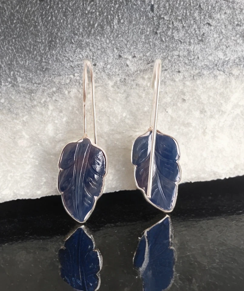 Pendientes de zafiro azul tallado de plata de ley 925 Aniversario ... - Imagen 3 de 4