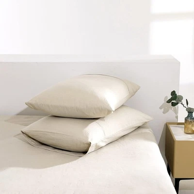 100% Linen Pillow Cases King, Set of 2 King Size Linen Bed Pillow Shams