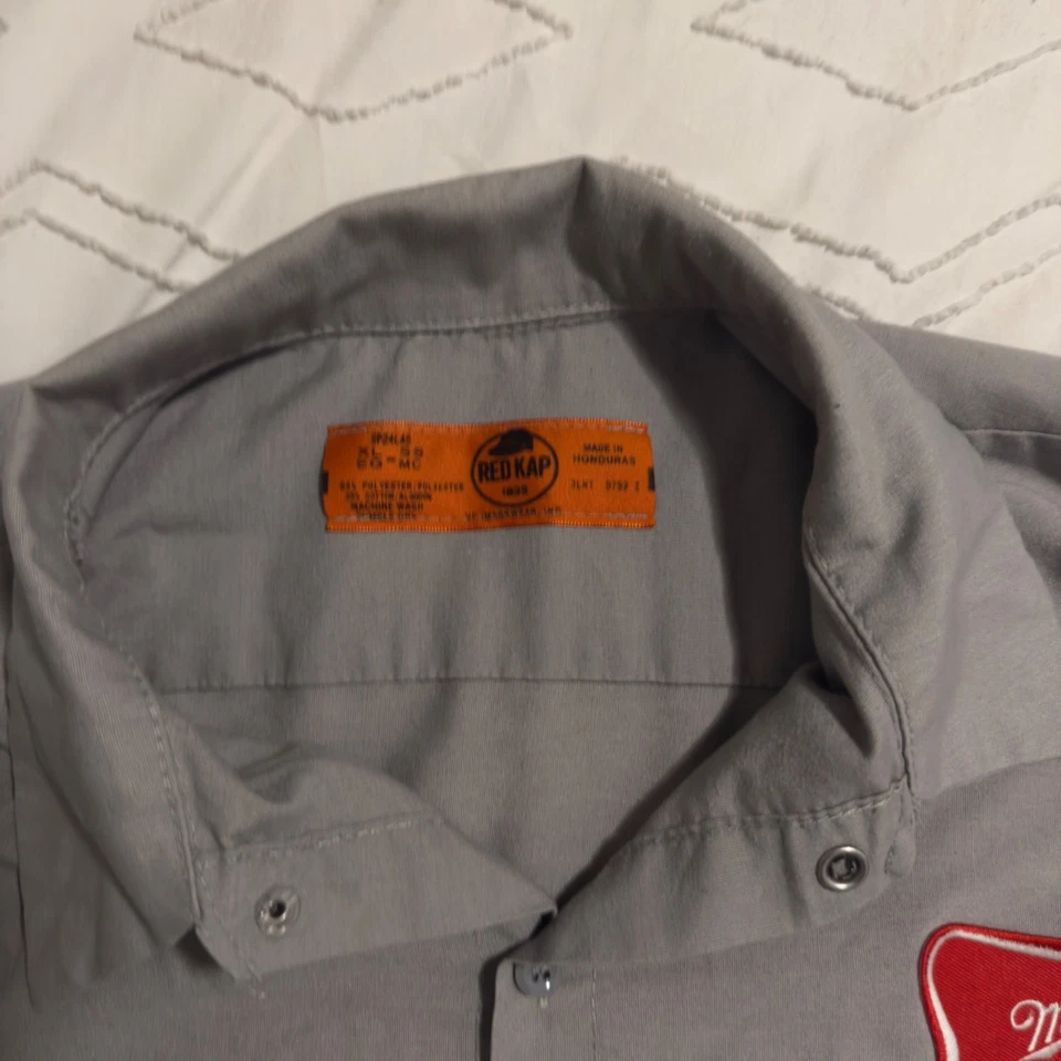 Red Kap Miller Men’s XL Gray Work Shirt Miller High Life Logo - Image 4 of 4